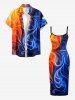 Ombre Swirls Fire Flame Print Hawaii Dress - Bleu profond 6X