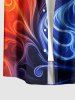Chemise hawaïenne pour homme à boutons et poche, imprimé flammes et volutes en dégradé - Bleu profond 2XL