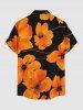 Flower Print Hawaii Button Pocket Shirt For Men -  