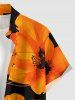 Flower Print Hawaii Button Pocket Shirt For Men -  