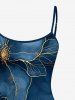 Flower Leaf Print Hawaii Fitted Dress -  