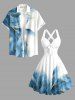 Robe débardeur hawaïenne à imprimé feuille marbré, bretelles croisées et nœud - Bleu XS