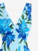 Robe portefeuille à volants et fente, imprimé fleurs et feuilles hawaïen - Pers XS