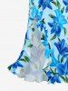 Robe portefeuille à volants et fente, imprimé fleurs et feuilles hawaïen - Pers XS