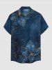 Chemise hawaïenne homme à imprimé fleurs et feuilles, avec boutons et poche - Bleu profond 2XL