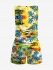 Coconut Tree Sun Ombre Print Cinched Hawaii Romper -  