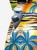 Coconut Tree Sun Ombre Print Cinched Hawaii Romper -  