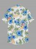 Chemise hawaïenne pour homme à imprimé cocotier, hibiscus et femme, avec boutons et poche - Bleu Ciel M