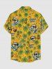 Coconut Tree Pineapple Skull Fruit Juice Print Buttons Pocket Hawaii Shirt For Men -  