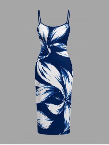 Robe ajustée hawaïenne à imprimé fleurs - DEEP BLUE - 5X