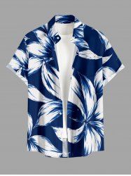Chemise hawaïenne pour homme à imprimé fleurs, boutons et poche - Bleu profond M