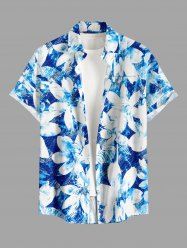 Chemise hawaïenne pour homme à imprimé fleurs avec poche boutonnée - Bleu S