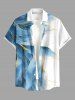 Tenue de plage hawaïenne assortie pour couple, motif feuille marbré - Bleu 