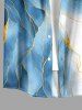 Tenue de plage hawaïenne assortie pour couple, motif feuille marbré - Bleu 