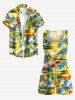 Coconut Tree Sun Ombre Print Matching Hawaii Beach Outfit For Couples -  