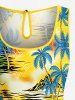 Coconut Tree Sun Ombre Print Matching Hawaii Beach Outfit For Couples -  