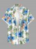 Ensemble assorti plage Hawaï pour couple à imprimé cocotier et fleurs d'hibiscus - Bleu Ciel 