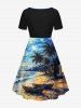 Coconut Tree Sea Sailboat Galaxy Painting Print Matching Hawaii Beach Outfit For Couples -  
