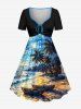 Coconut Tree Sea Sailboat Galaxy Painting Print Matching Hawaii Beach Outfit For Couples -  