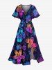 Tenue de plage hawaïenne assortie à imprimé floral dégradé pour couples - Bleu profond 