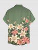 Tenue de plage hawaïenne assortie pour couple à imprimé de fleurs de lys, feuilles et branches - Vert clair 