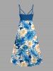 Tropical Leaf Hibiscus Flower Print Hawaii Surplice A Line Dress -  