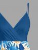 Tropical Leaf Hibiscus Flower Print Hawaii Surplice A Line Dress -  