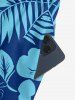 Combinaison hawaïenne à imprimé feuilles tropicales et fleurs d'hibiscus, avec poches - Bleu 3XL