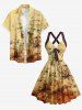 Flower Music Symbol Print Hawaii Halter Crisscross Strappy A Line Dress -  