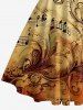Flower Music Symbol Print Hawaii Halter Crisscross Strappy A Line Dress -  