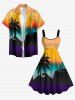 Coconut Tree Ombre Sunset Print Hawaii A Line Dress -  