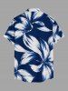 Chemise hawaïenne pour homme à imprimé fleurs, boutons et poche - Bleu profond M