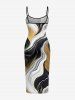 Marble Print Hawaii Fitted Dress -  