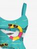 Sharks Swimming Ring Starfish Print Hawaii Tank Dress(Adjustable Shoulder Strap) -  