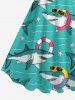 Sharks Swimming Ring Starfish Print Hawaii Tank Dress(Adjustable Shoulder Strap) -  
