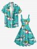 Sharks Swimming Ring Starfish Print Hawaii Tank Dress(Adjustable Shoulder Strap) -  