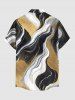 Chemise hawaïenne pour homme à imprimé marbre, avec boutons et poche - Bronze 3XL