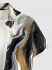 Chemise hawaïenne pour homme à imprimé marbre, avec boutons et poche - Bronze 3XL
