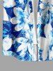 Chemise hawaïenne à imprimé fleurs, à boutons et poche pour homme - Bleu XL