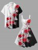 Robe trapèze hawaïenne à imprimé tropical de fleurs et feuilles - Rouge XS