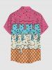 Chemise hawaïenne à imprimé crème glacée pour homme, avec boutons et poche - Rouge Rose 3XL