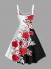 Robe trapèze hawaïenne à imprimé feuilles et fleurs tropicales - Rouge 6X