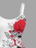 Robe trapèze hawaïenne à imprimé feuilles et fleurs tropicales - Rouge 6X