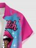 Lips Leopard Rose Flower Skeleton Claw Print Buttons Pocket Shirt For Men -  