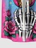 Lips Leopard Rose Flower Skeleton Claw Print Buttons Pocket Shirt For Men -  