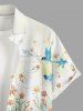 Flowers Bird Ombre Print Buttons Pocket Hawaii Shirt For Men -  