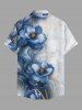 Flower Ink Painting Print Hawaii Button Pocket Shirt For Men -  