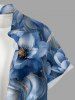 Flower Ink Painting Print Hawaii Button Pocket Shirt For Men -  