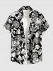 Tenue assortie pour couples à imprimé crânes champignons plantes - Noir 