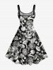 Tenue assortie pour couples à imprimé crânes champignons plantes - Noir 